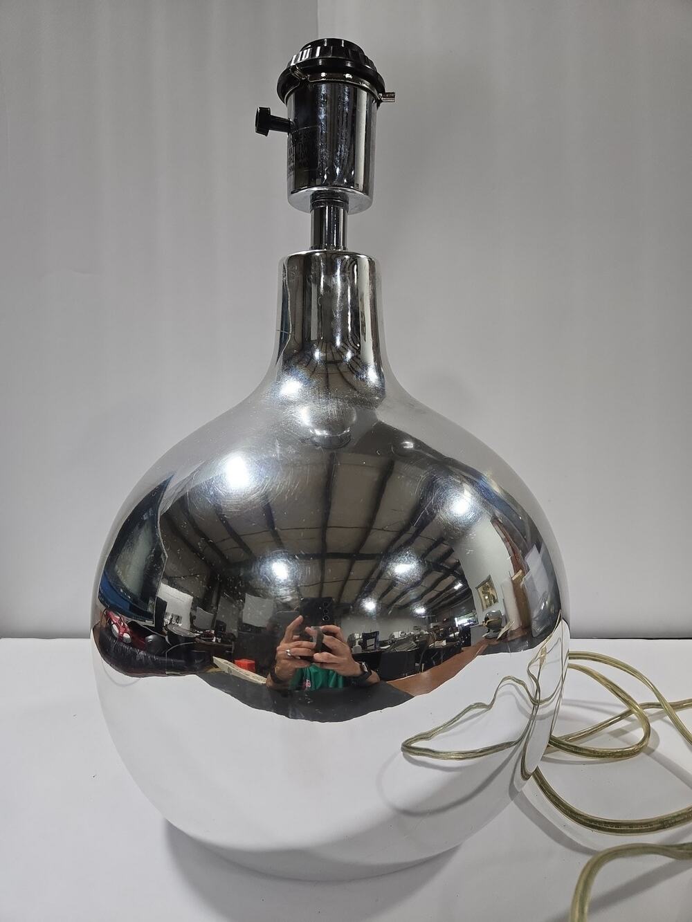 Modern Chrome Glass Gourd Table Lamp Base E26 Socket 100W Max Mid-Century Style